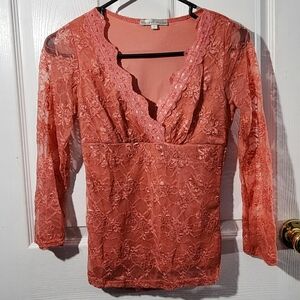 Vintage Y2K Peach Lace Top